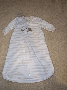 Carter's Cream and Tan Striped Sleep Sack with Cow Applique